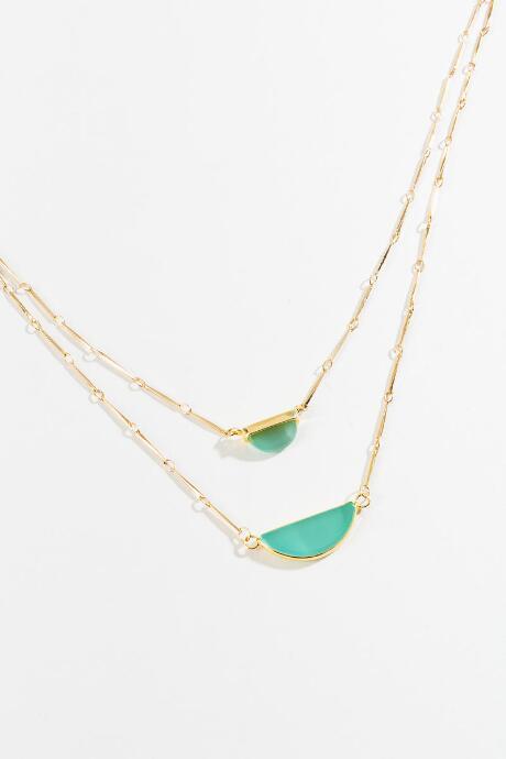Francesca's Adrian Layered Stone Necklace - Mint