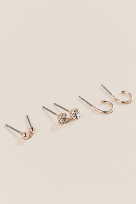 Francesca's Kacia Cubic Zirconia Stud Earring Set In Rose Gold - Rose/gold