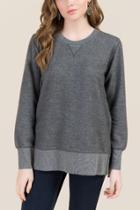 Francesca's Sandra Long Sleeve Fleece Tunic - Gray