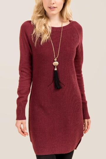 Alya Carter Sweater Dress - Wine
