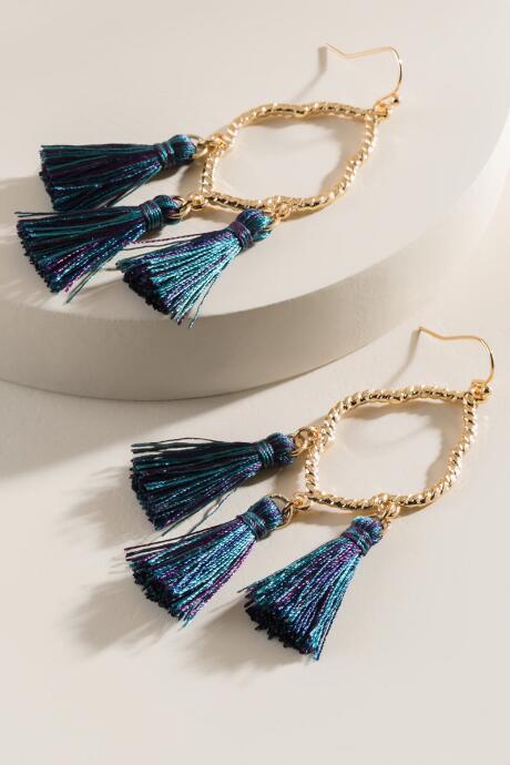 Francesca's Mina Tassel Chandelier Earrings - Multi