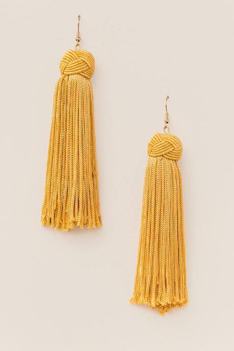 Francesca's Lauretta Thread Tassel Earring In Yellow - Yellow