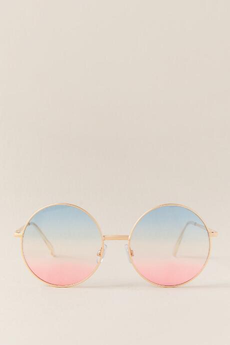 Francescas Farah Large Round Sunglasses - Gold