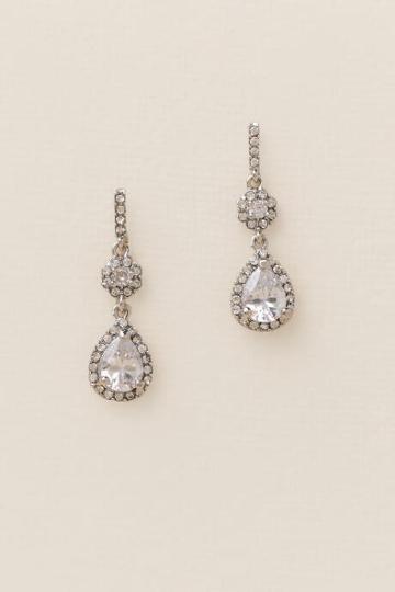 Francesca's Haley Cubic Zirconia Teardrop Earring - Crystal