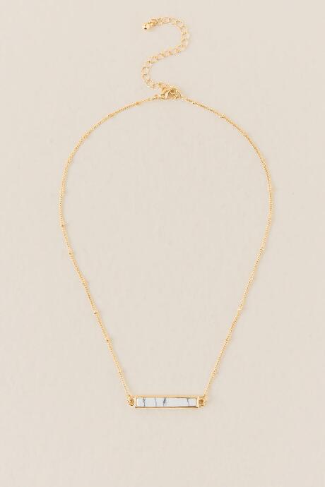 Francesca's Demi Pendant Necklace In Howlite - White