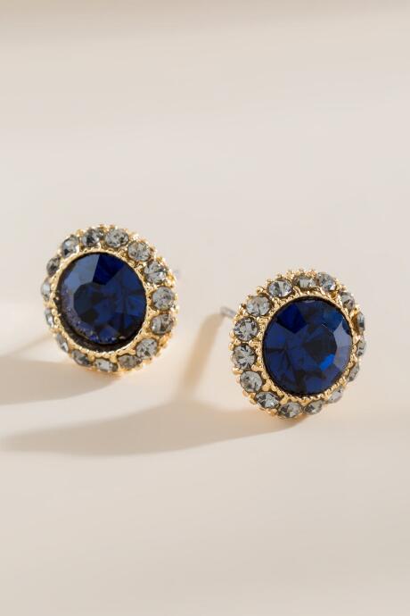 Francesca Inchess Audra Pav Trim Stud Earrings - Navy