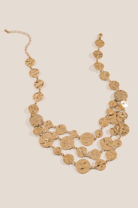 Francesca's Petra Hammered Coin Statement Necklace - Gold