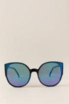 Francescas Tala Round Reflective Sunglasses - Black