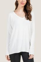 Francesca's Tyra Cozy Rib Side Basic Tee - Ivory