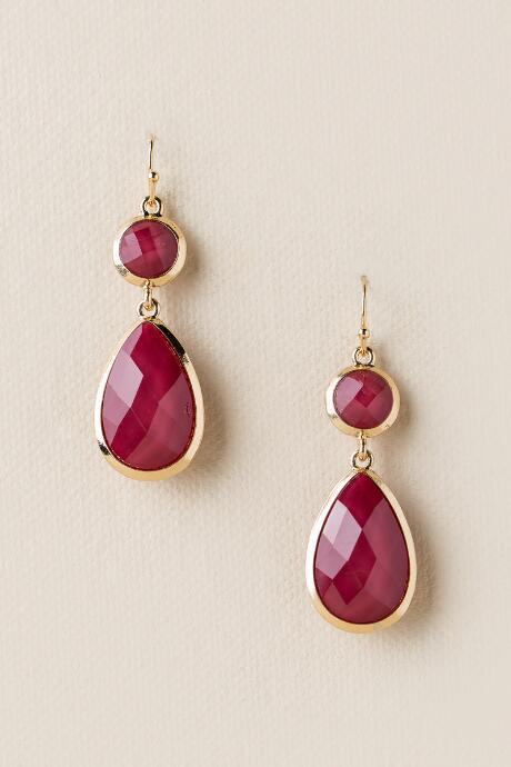 Francesca's Penny Double Drop Earring - Burgundy