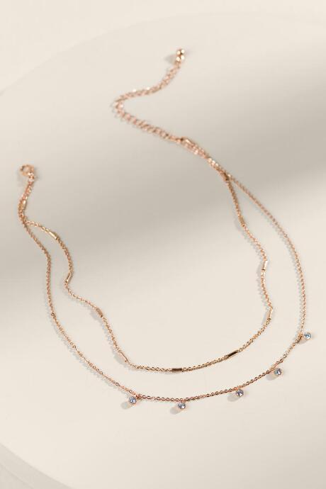 Francesca Inchess Lacey Layered Cz Drop Choker - Rose/gold