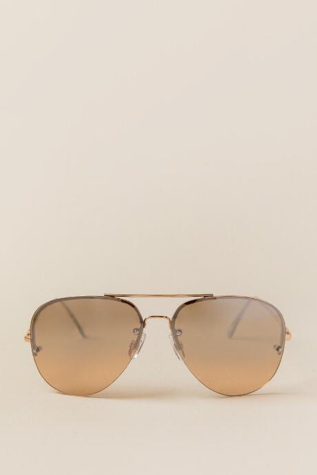 Francesca's Piper Rose Gold Aviator Sunglasses - Gold