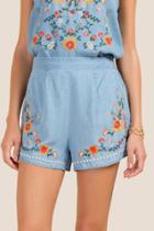 Francesca's Candace Embroidered Soft Shorts - Lite
