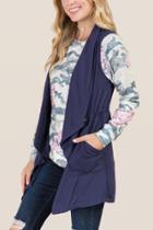 Francesca's Alisson Washed Twill Draped Vest - Navy