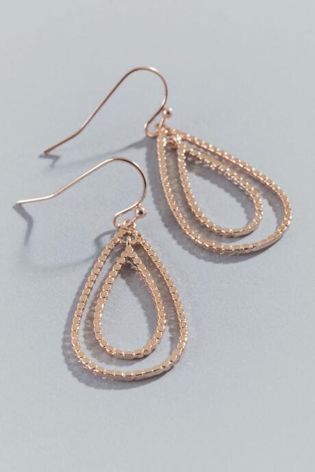 Francesca's Tiara Open Metal Teardrop Earrings - Rose/gold