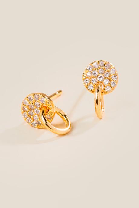 Francesca's Cora Pave Circle Hoop Stud Earrings - Crystal