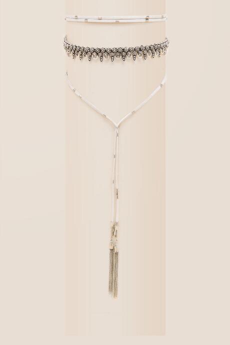Francesca's Chakra Suede Wrap Choker - White