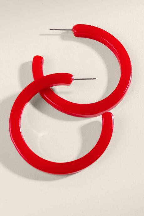 Francesca's Harley Open Hoop Earrings - Red