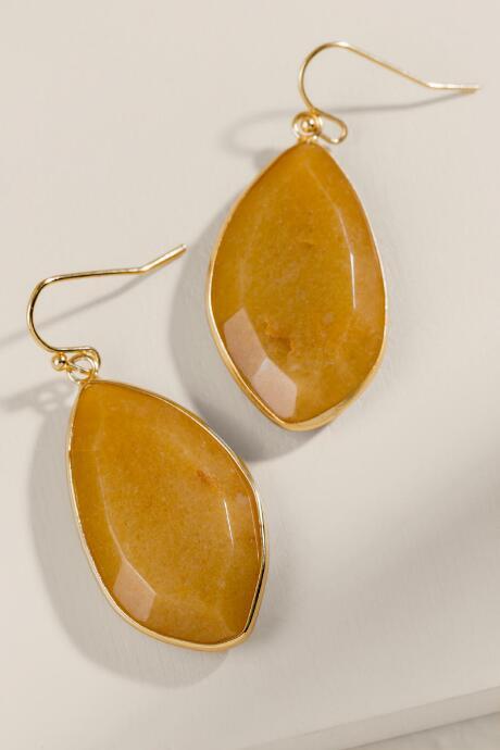 Francesca's Adrianne Semi-precious Stone Drop Earrings - Mustard