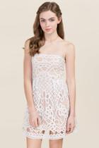 Francesca's Giselle Strapless Lace Dress - White