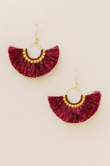 Francescas Saira Tassel Fan Earrings - Red