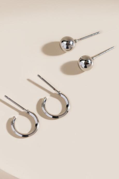 Francesca's Raven Stud & Huggie Set In Silver - Silver