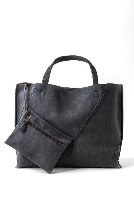 Francesca's Diagonal Patterned Large Tote - Black