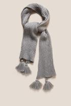 Francesca's Keira Cable Knit Tassel Scarf - Gray