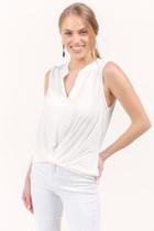 Francesca's Mary Pleated Cupro Tank Top - White