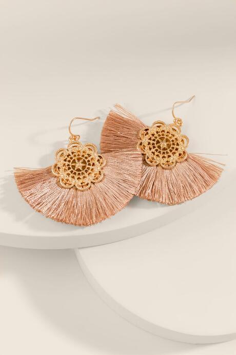 Francesca's Ciara Fanned Tassel Earrings - Taupe