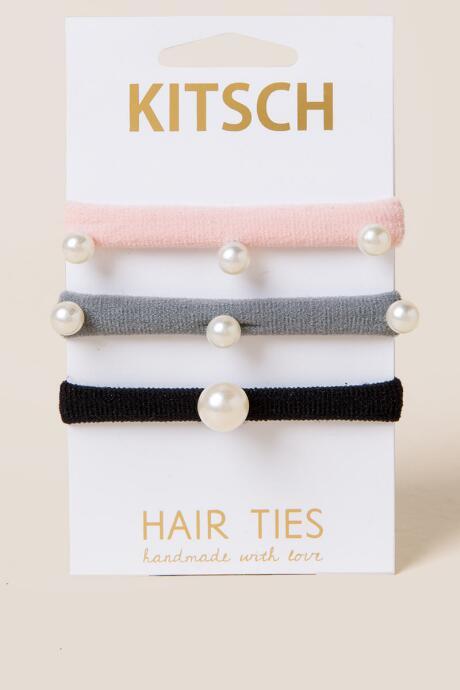 Francesca's Alexandra Pearl Hair Ties - Black