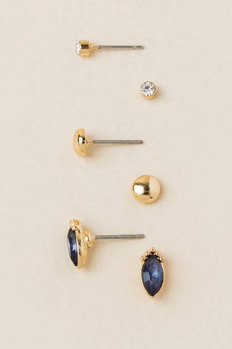 Francesca's Dana Earring Stud Set - Navy