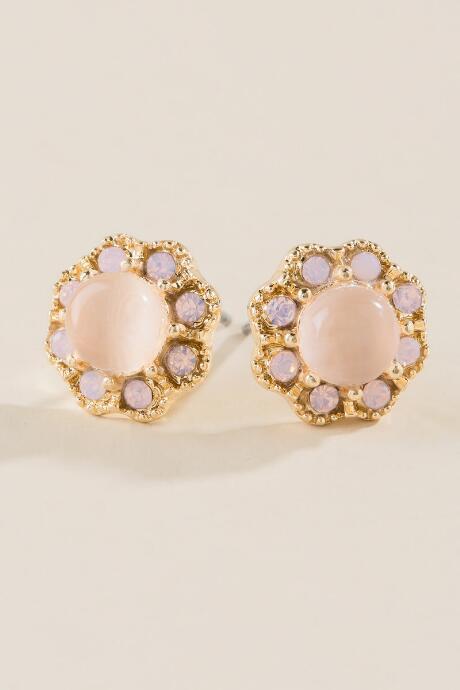 Francescas Kinsey Cat Eye Flower Studs - Blush