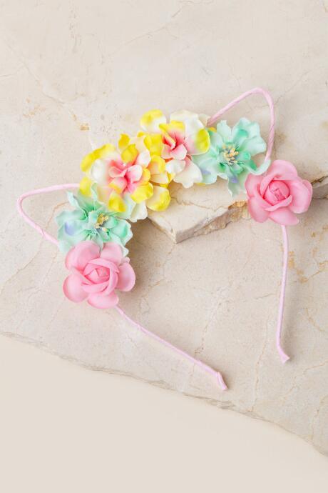 Francesca's Chelsea Floral Cat Ears Headband - Pink