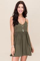 Alya Annie Strappy Back Shift Dress - Dark Olive