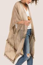 Francesca's Rocky Tassel Ruana - Tan
