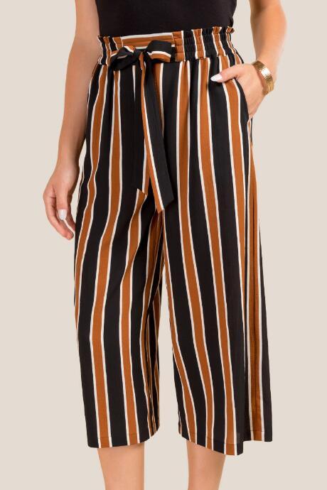 Francesca's Sunnie Striped Culotte Pants - Black
