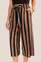 Francesca's Sunnie Striped Culotte Pants - Black