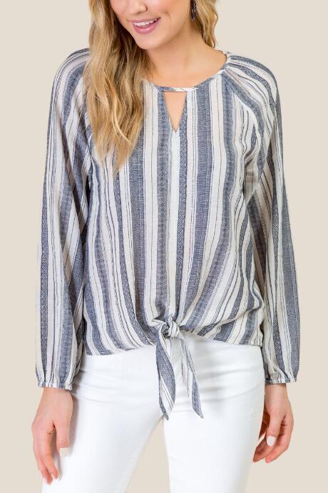 Francescas Carina Yarn Dye Peasant Blouse - Ivory