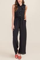 Francesca's Wendy Sleeveless Utility Jumpsuit - Black