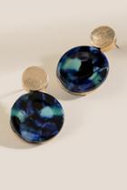 Francesca's Farrah Marbled Resin Drop Earrings - Navy