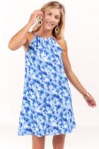 Francesca's Joyce Tie Dye Dress - Blue