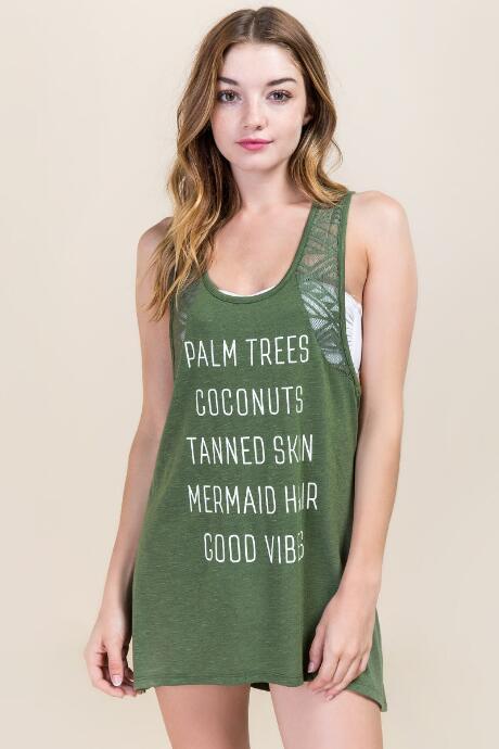 Francesca's Palm Trees Screen Cover-up - Olive