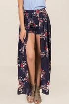 Blue Rain Alicia Walk Through Floral Maxi Skirt - Navy