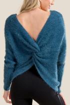 Francesca's Nera Knot Back Sweater - Dark Teal