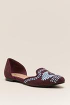 Restricted Gatsby Embroidered D'orsay Flat - Wine