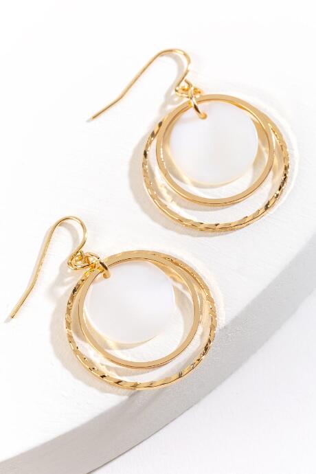 Francesca's Rebekah Double Circle Drop Earrings - Ivory
