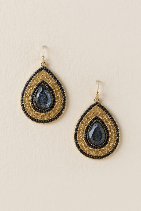 Francesca's Malia Stone Filigree Drop Earring In Black - Black
