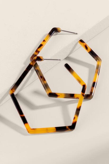Francesca's Emilie Tortoise Hoop Earrings - Amber