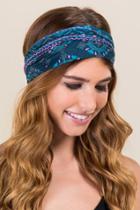 Francesca's Half Boho Bandeau By Natural Life In Floral Chevron - Navy
